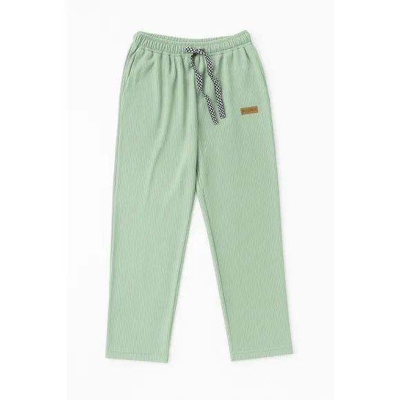 Summer Lounge Pants XS‎ – Cool Touch Ribbed Mint Green Elastic Waist Loungewear - Image 3