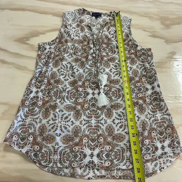 Artesia Boutique Sleeveless Boho Paisley Sleeveless Top Brown and Cream Medium‎ - Image 11