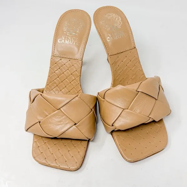Vince Camuto Brelanie Tan Leather Woven Braided Strap Mule Sandal NEW, Size 8 - Image 3