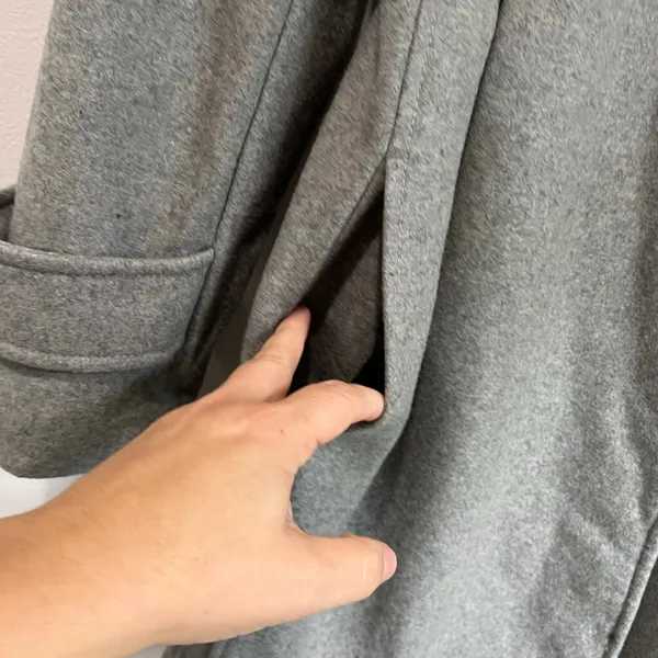 Zara Basic Gray Wool Blend Coat Double Breasted Classic Minimalist‎ M - Image 6