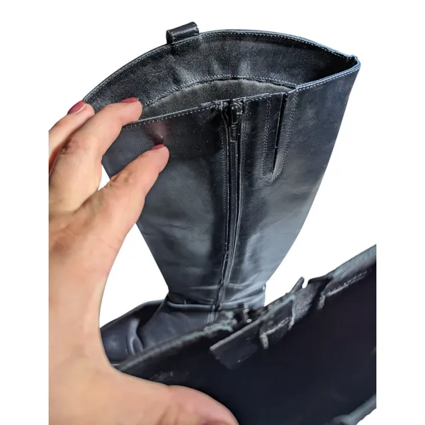 Coach and Four Black Leather Knee High Flat Sole Classic Riding Boots Sz 11 - Image 5