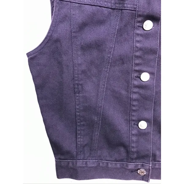 Vintage Lawman Denim Vest Womens Medium Black Gold Star Studded Western Cowgirl - Image 4