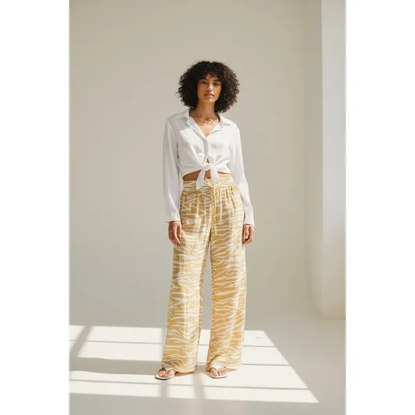 Anthropologie Charming Charlie Beige Zebra Print Wide Leg Boho Pants Size Small - Image 2