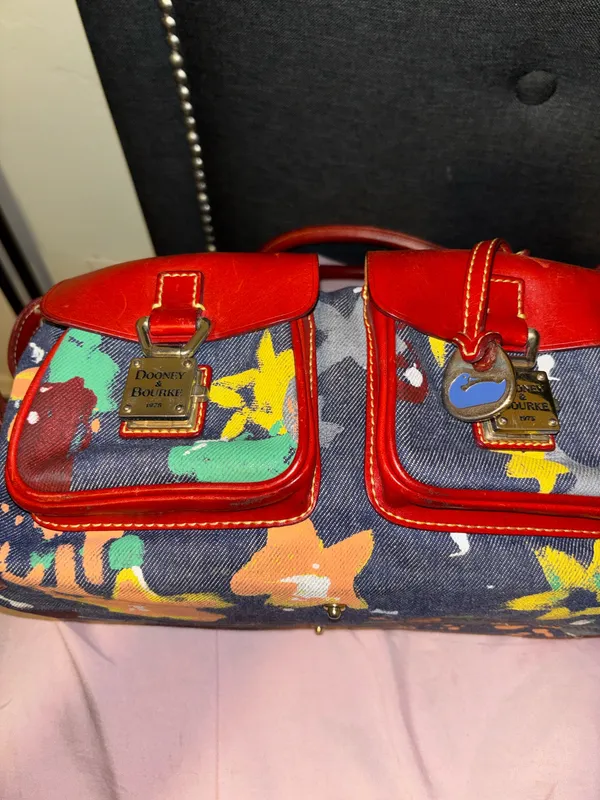 Dooney & Bourke Graffiti Denim Shoulder Bag RARE HTF! - Image 6