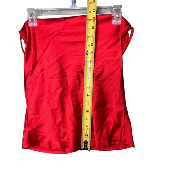 Dizzy Lizzy Tank Top Women's Medium Red Satin Party Strappy Back Criss Cross NYE - Image 7