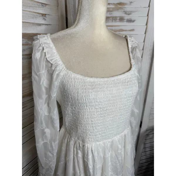 NWT BALTIC BORN Women's Med Ines Smocked Peplum Top White Fairy Romantic - Image 11