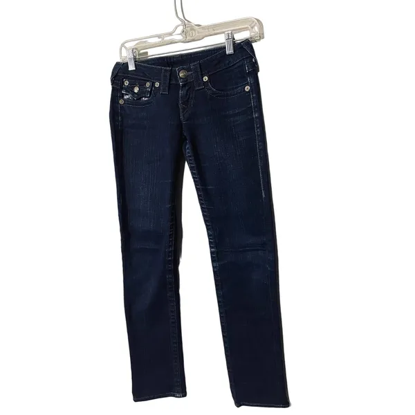 True Religion Blue Billy Dark Wash Boot Cut Denim Jeans Women SZ 25 - Image 7