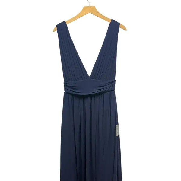 Lulus Heavenly Hues Navy Blue Chiffon Pleated Maxi Dress size Small NWT - Image 6