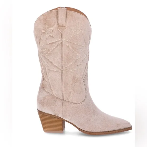 Time and Tru Women's Faux Suede Embroidered Western Boots, on size 8 New - Image 4