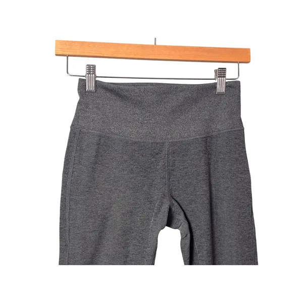 Alo Yoga Athletic Leggings XS Gray High Waist Ribbed Cuff Athleisure Casual Cozy - Image 3