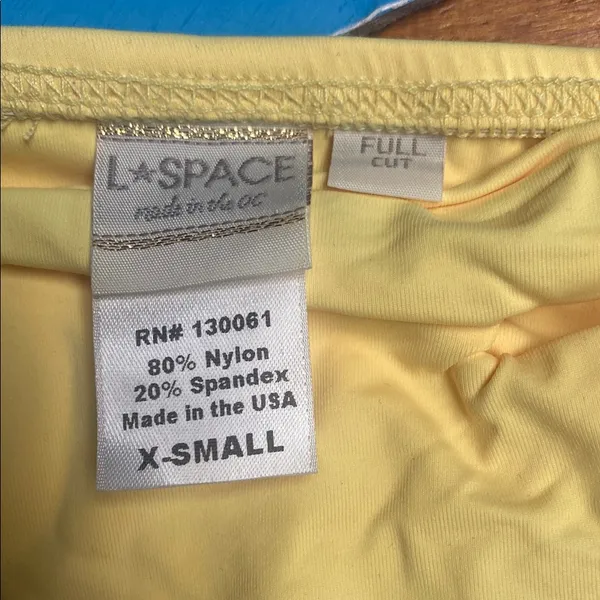 l*space Multicolor Patterned Bikini Top with Yellow Bikini Bottom NWOT - Image 2