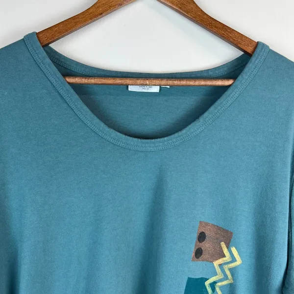 Prairie Cotton Tunic Top Womens Large Green 3/4 Sleeve Knit‎ Artsy Art To Wear L - Image 3