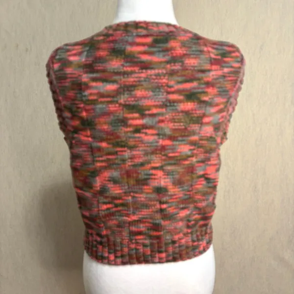 Steve Madden Sweater Vest Multicolor Space Dye Cropped Knit Retro Festival Y2K S - Image 4