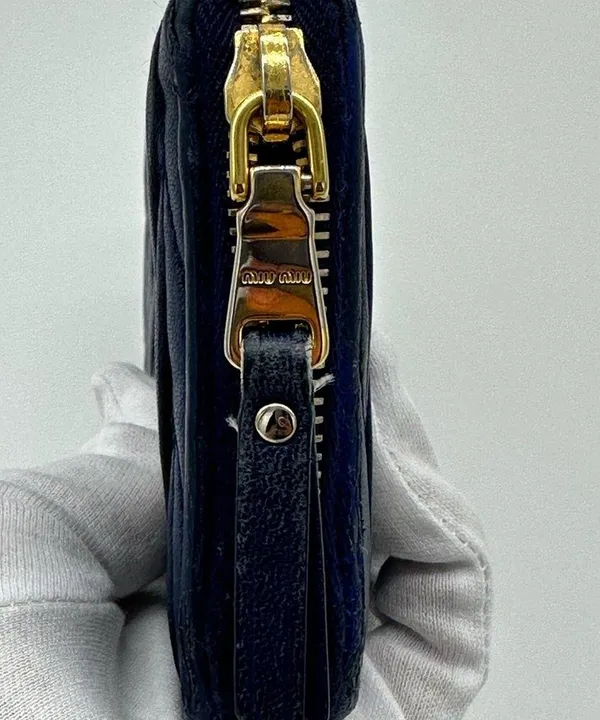 Miu Miu Navy Continental Leather Wallet - Image 12
