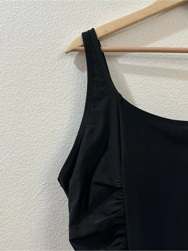 Speedo Womens Side‎ Shirred Endurance One Piece Swimsuit Black Size XXL - Image 4