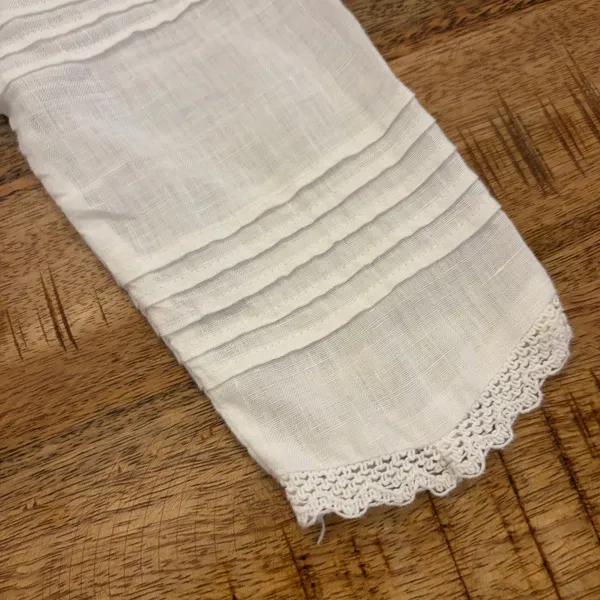 The Shirt Rochelle Behrens Priya Shirt XS White Linen Top Victorian Prairie Lace - Image 11
