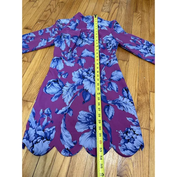 Maeve Anthropologie Purple‎ Floral Open Back Scallop Hem Dress Size 6 - Image 6