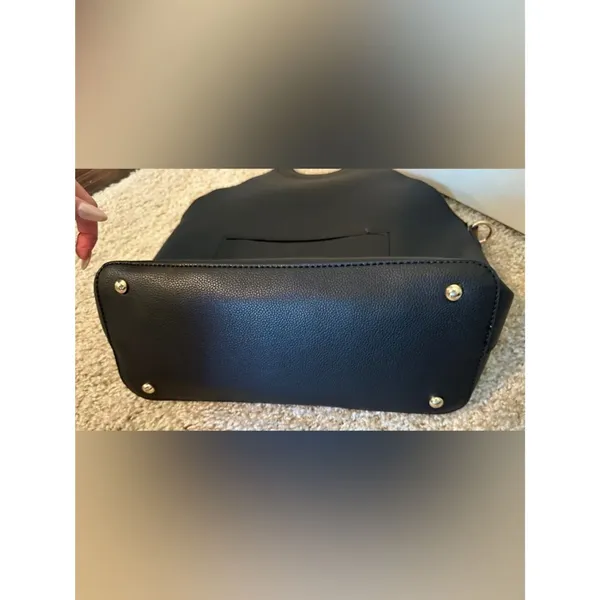Black circle purse bag faux leather missing shoulder strap - Image 9