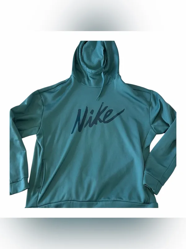Nike Therma Soft Fleece Teal Pullover Hoodie Women's medium Loose Fit Sweatshirt - Image 2