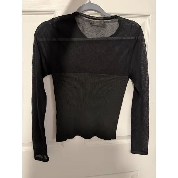 by Anthropologie Black Sheer Ribbed Top Capsule Rock Festival Edgy Whimsigoth - Image 3
