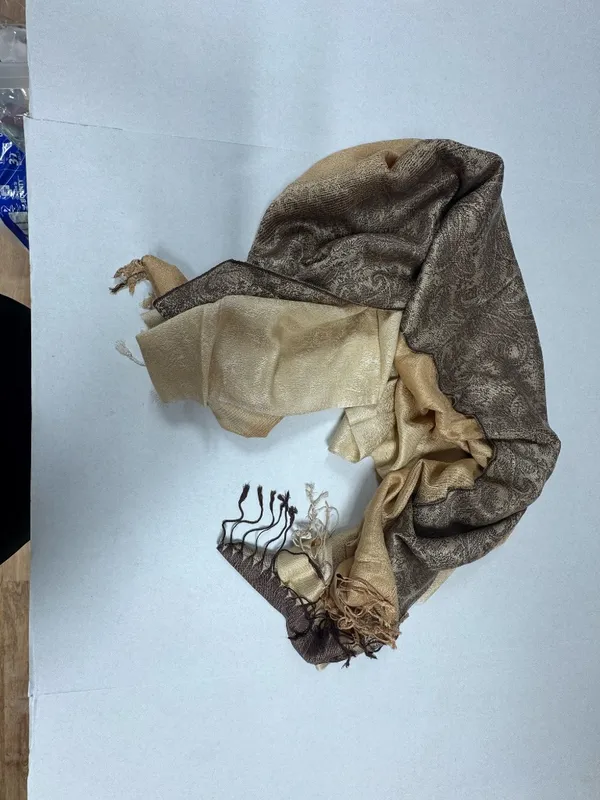 Gold and Black Paisley Pashmina Shawl With Fringes - 71" x 28"‎ - NEW In Bag. - Image 11
