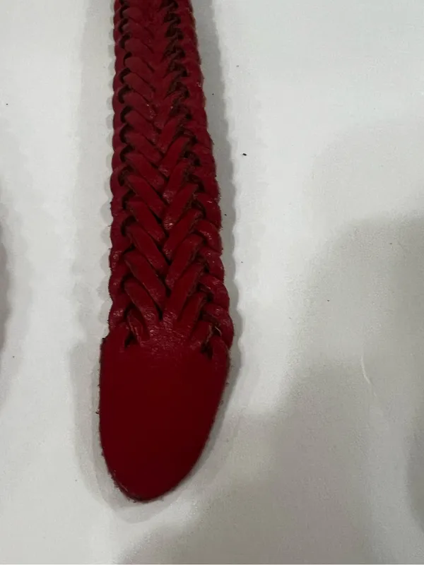 Genuine Leather Braided Belt Red Made in Argentina Western Boho - Image 6
