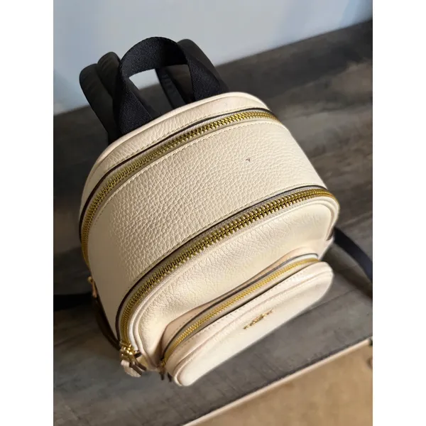Coach Court Mini Backpack White Pebbled Leather Gold Hardware C8603 - Image 5