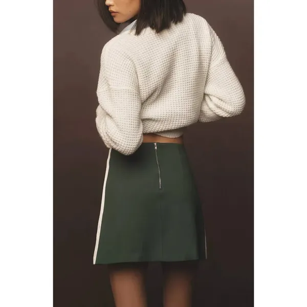 NWT Anthropologie Maeve Mod Mini Skirt Size‎ XS Green White - Image 2