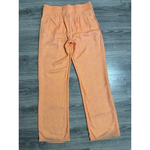 Hurley‎ Womens Size M Orange Pink Batik Print Beach Pants Smocked Waist Coastal - Image 4