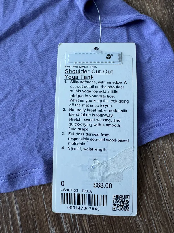 Lululemon Shoulder Cut-Out Shoulder Tank Dark Lavender Size 0 NWT - Image 3