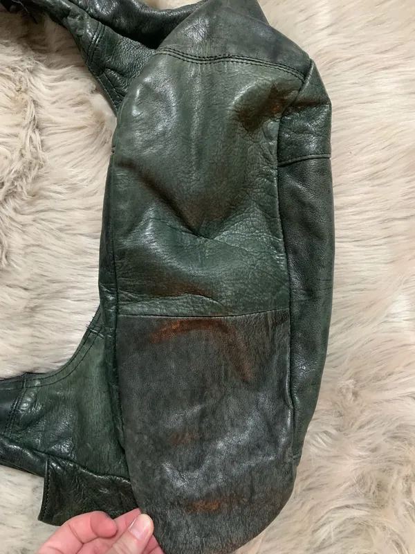 Dark green leather hobo shoulder bag purse - Image 5