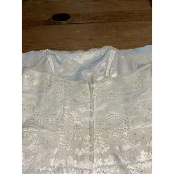 Galina White Lace Sequin Strapless Mini Bridal Dress Sheath Size 2 - Image 6