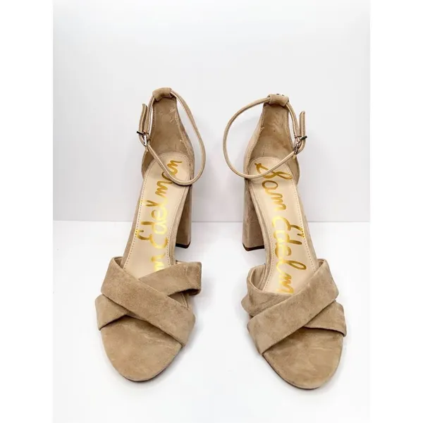Sam Edelman Sandals Womens Size 10 Tan Suede Ankle Strap Block Heel‎ - Image 3