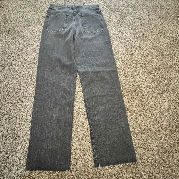 Gap Cheeky Straight High Rise Jeans Washed Black Raw‎ Hem Size 26 2R Button Fly - Image 6
