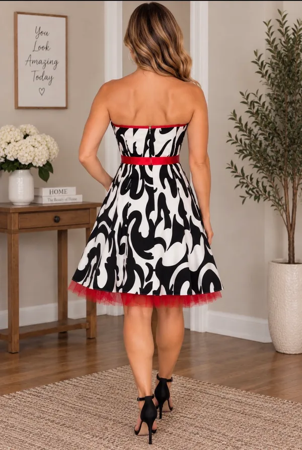 Jessica McClintock for Gunne Sax Strapless Swirl Dress - Image 2