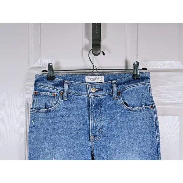 Abercrombie & Fitch 90s Straight Low Rise Distressed Jeans Size 27 Tall (4L) - Image 5