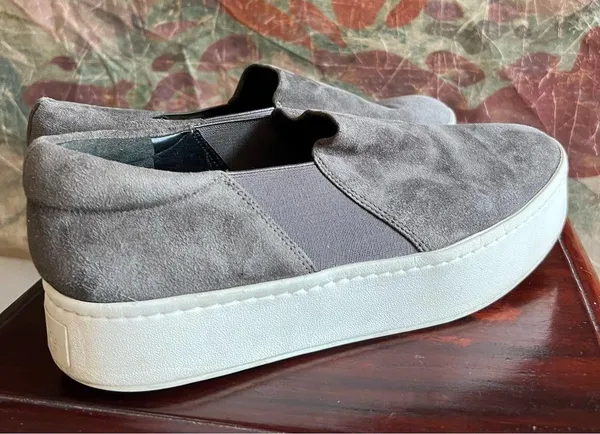 Vince Warren Grey Suede Platform Slip On Sneakers 8.5 - Image 2