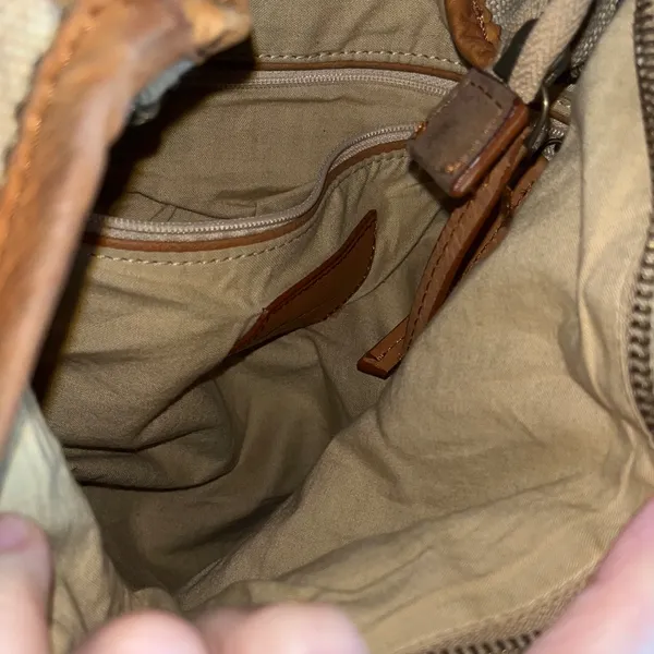 Free People Cream and Brown Hobo Bag - Image 4