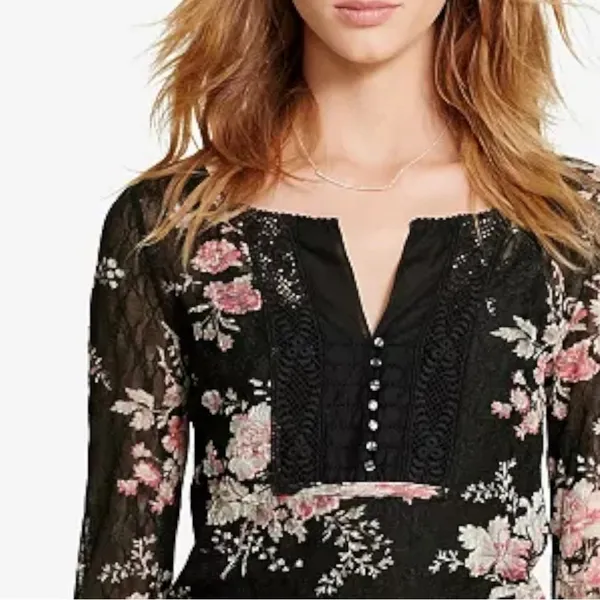 Denim & Supply Ralph Lauren Ethereal Dainty Cottage Floral Lace Y2K Medium - Image 3