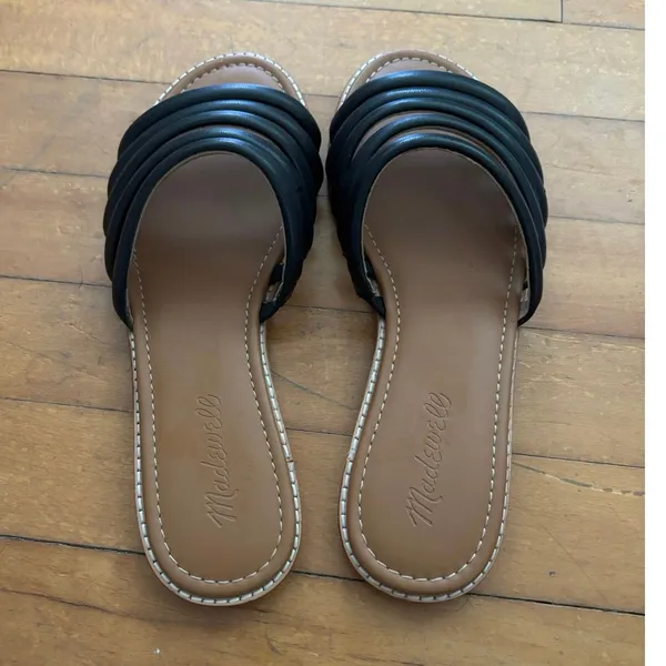 Madewell Size 8 Addie Leather Slide Sandals Black - Image 3