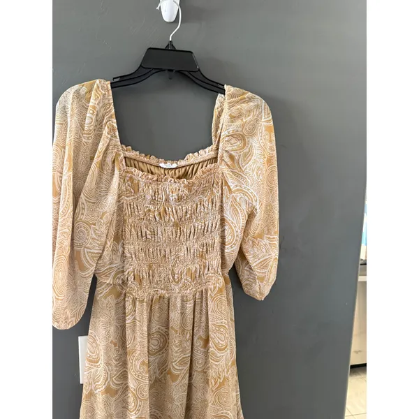 Sienna‎ Sky Womens Paisley Smocked Mini Dress Western Boho Square Neck L - Image 2