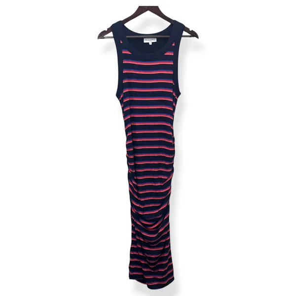 Michael Stars Wren Maxi Dress‎ Striped Ruched Side Slit Nautical Coastal Women M - Image 2