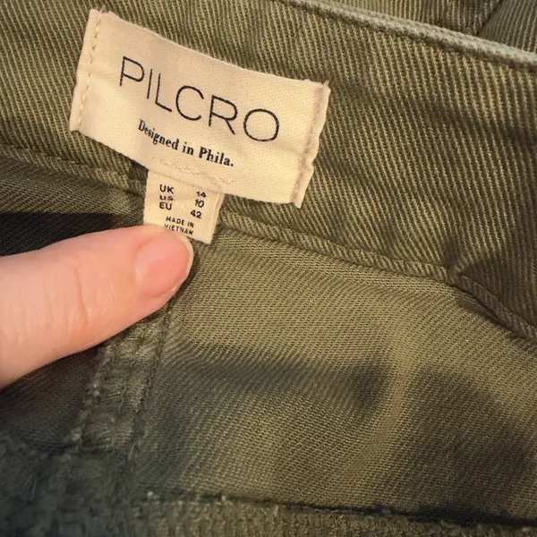 Pilcro Anthropologie Olive Green Denim Mini Skirt High Rise Utility Gorpcore 10 - Image 7
