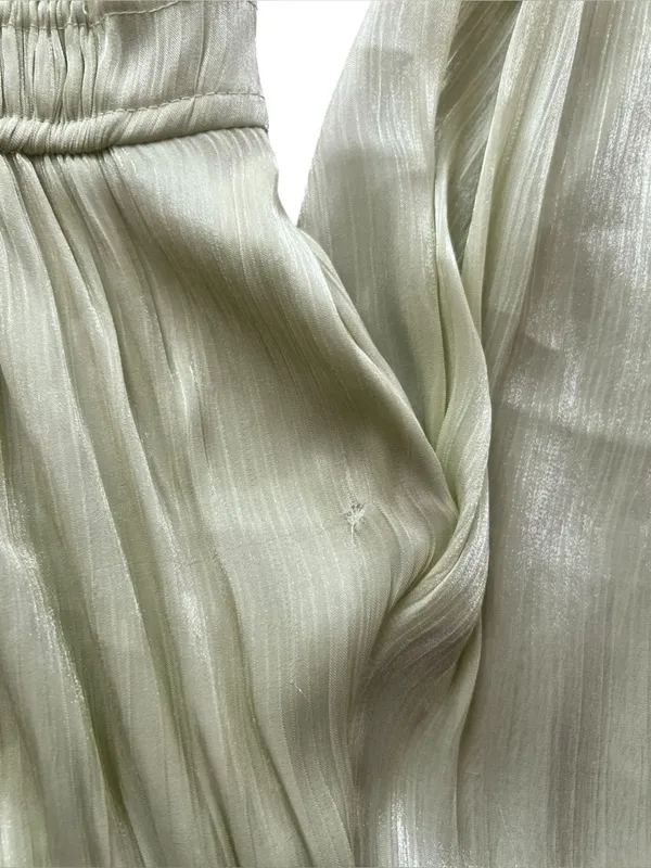 Anthropologie Somerset Women’s Off-Shoulder Shimmer Green Maxi Dress Size XXS - Image 12