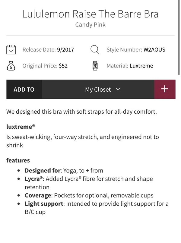 Lululemon Raise The Barre Bra Candy Pink 2 - Image 10