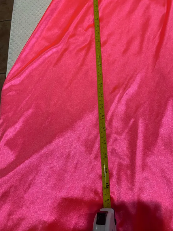 CINDERELLA DIVINE Satin V-Neck Spaghetti Strap Maxi Dress in Hot Pink - Image 5