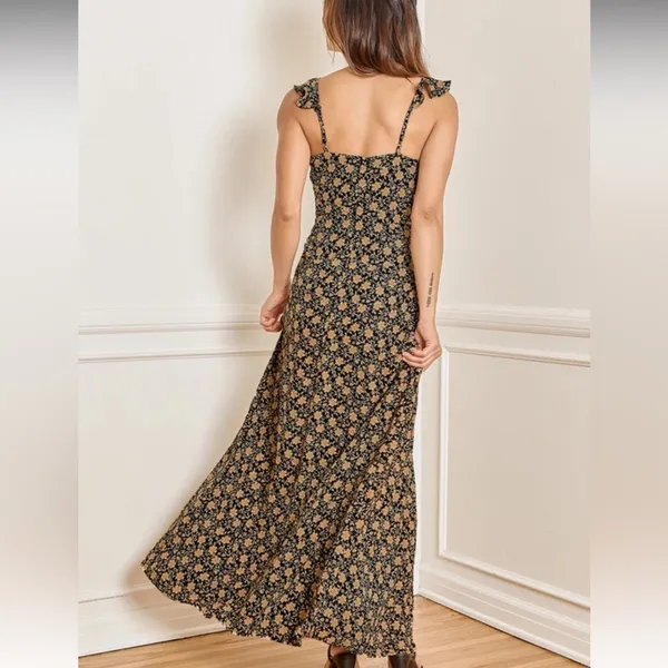 Lulus The Way to Love Dark Floral Print Ruffled Maxi Dress Sz XL Romantic Event - Image 3