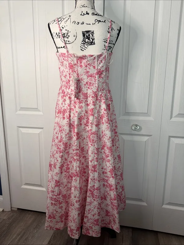 Altar'd State White Maxi Dress with Pink Floral Print - Image 3