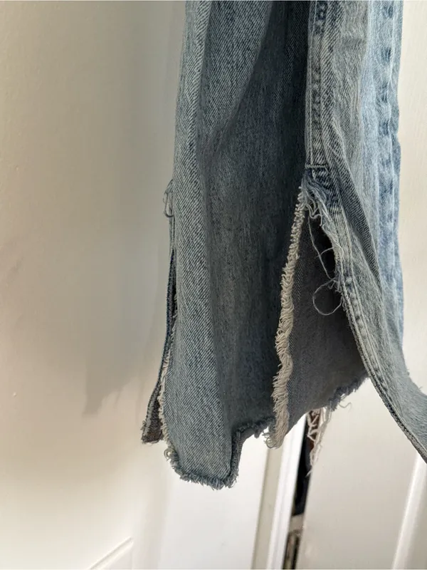 Zara Light Blue Distressed Split Hem Jeans - Image 9
