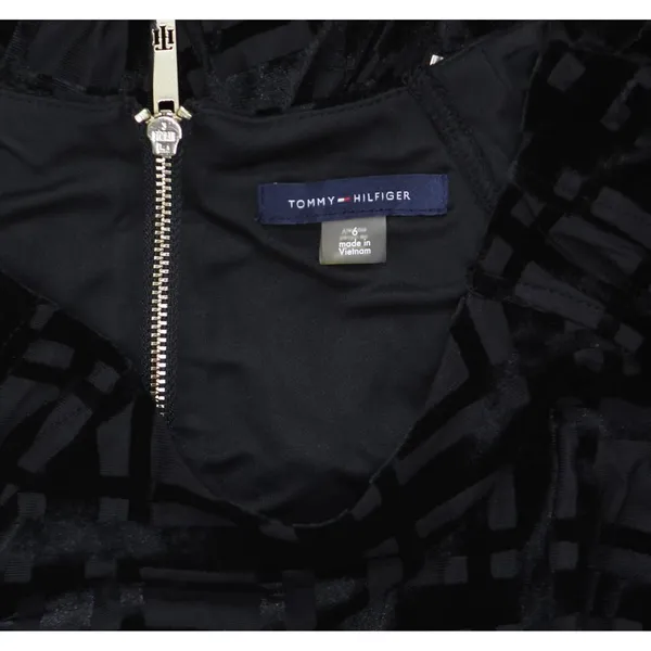 NWT Tommy Hilfiger Womens Burnout Velvet Plaid Dress A1IK2KLA Black 6 - Image 9